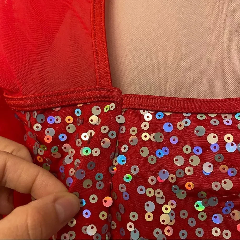 WEISSMAN Dance red sequin rhinestone Costume tutu This Is Me 12205 Child LC